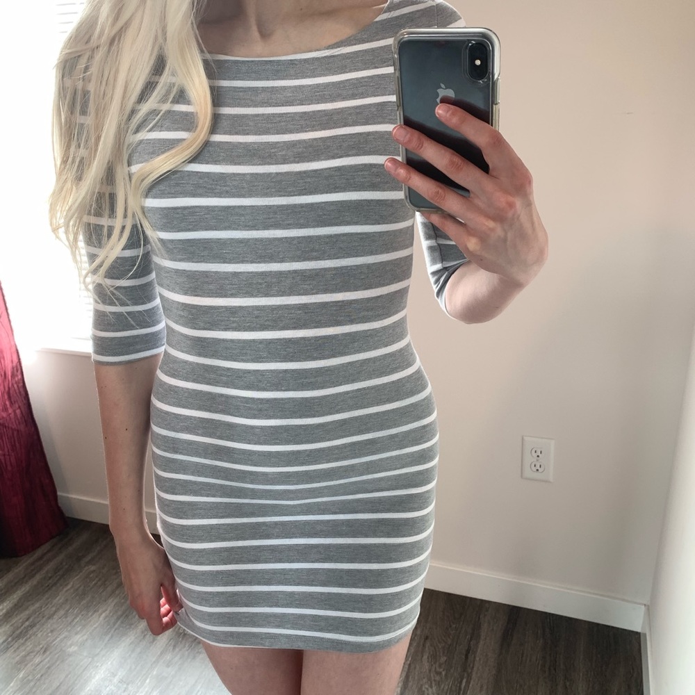 Striped Long Sleeved Casual Dress